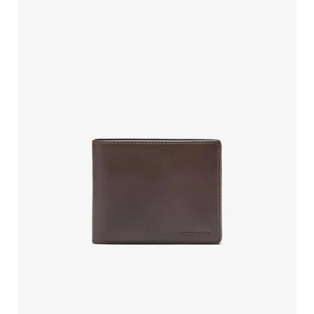 Men's Cole Haan Bifold Compact Slimfold Wallet Brown Leather Classic NEW